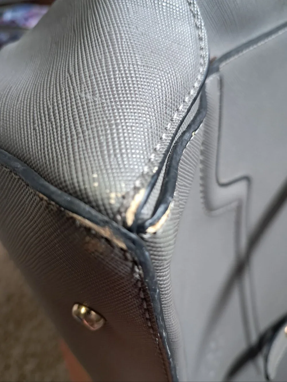 Ease Gave Gray Laptop Tote Bag Zip Closure Faux Leather Multi Pockets Career